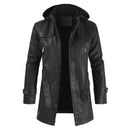 Jaqueta Longa de Couro com Capuz Masculina Sampaio®