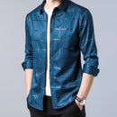 Camisa Masculina de Seda Manga Longa Xadrez Soul